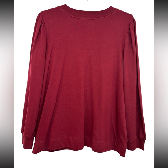 NWT Erika Women's Burgundy Button-Accent Blouse - Picture 7 of 9